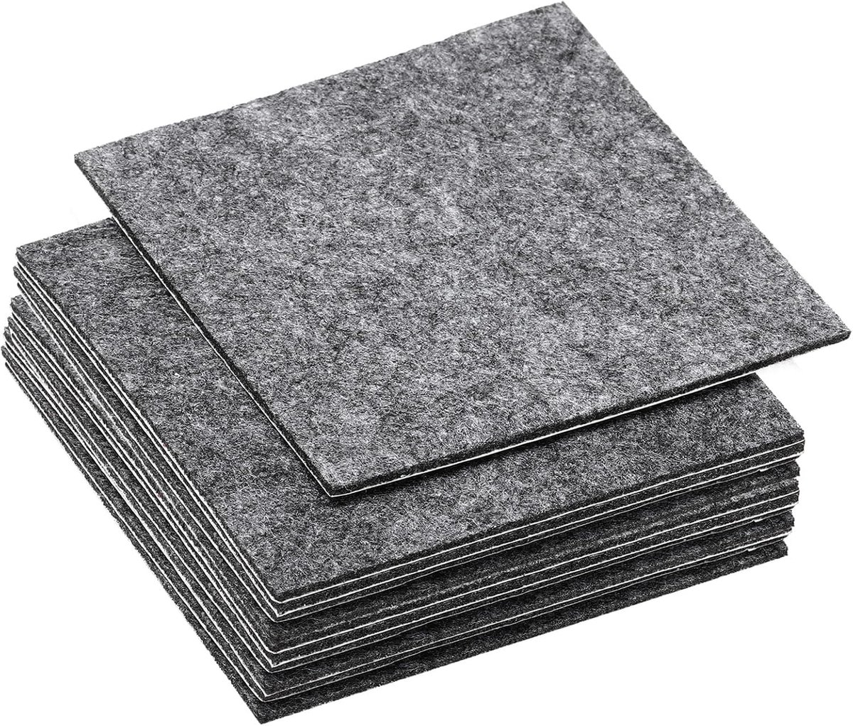 10 x 10 cm lampvoet vilt, 10 stuks 2 mm dikte vierkant zachte zelfklevende antislip anti-kras rug vilt voor lamp meubels doe-het-zelf ambacht, grijs