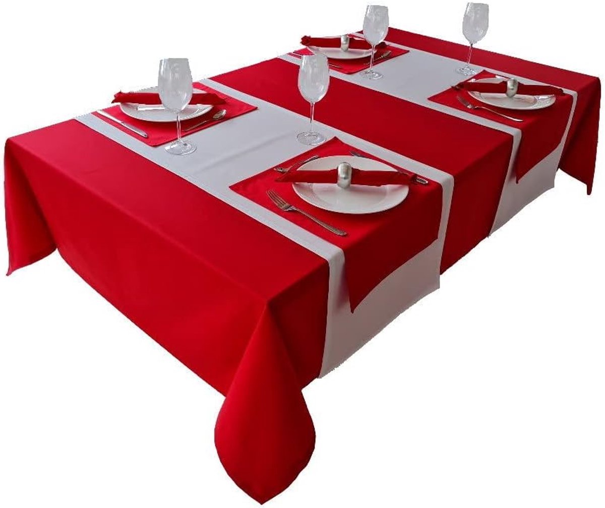 tafelkleed, tafellinnen, 100% katoen, collectie concept, kleur en grootte naar keuze (tafelkleed - 150x220cm, rood)