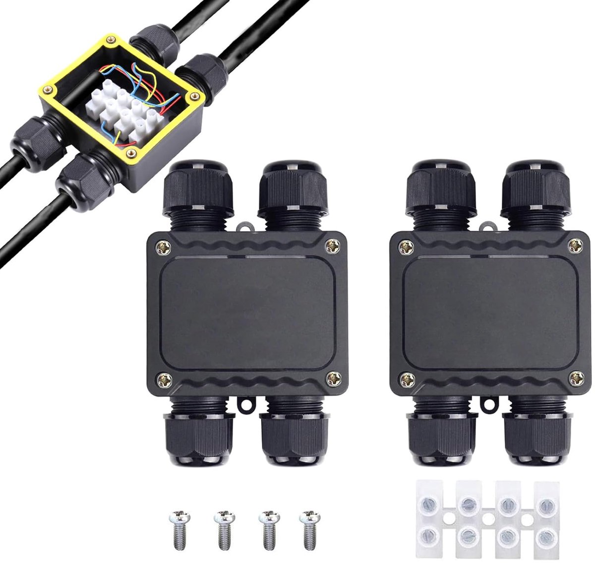 IP68 waterdichte aansluitdoos / 4-weg kabelverbinders / M25 kabelwartel/Ø 9 mm - 12 mm kabelaansluitdoos type H