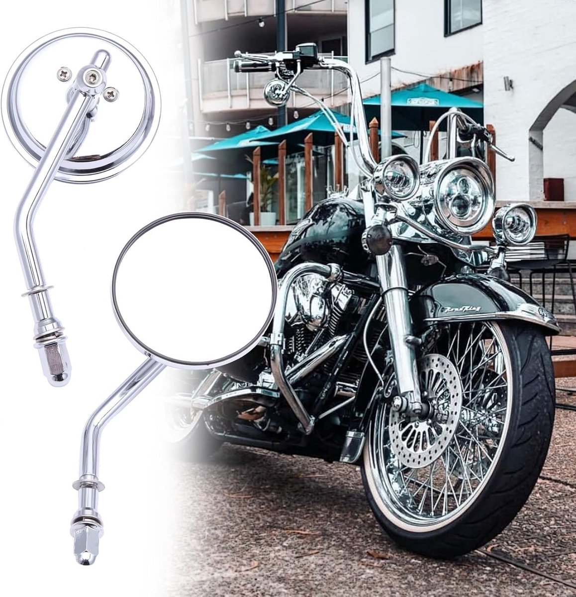 M8 8 mm chroom ronde achteruitkijkspiegel voor Softail Slim Forty Eight XL1200X Sportster 1200 Street Glide