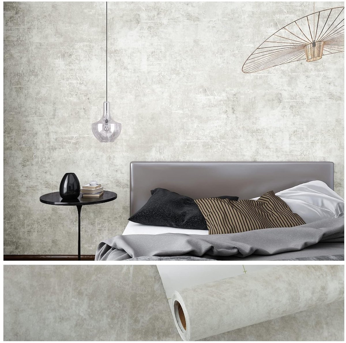 Meubelfolie, zelfklevende pvc-folie, betonlook, wit, 40 cm x 900 cm, verdikte meubelstickers, keukenachterwand, tegelstickers voor vensterbank, keukenwerkblad, make-uptafel, werkblad