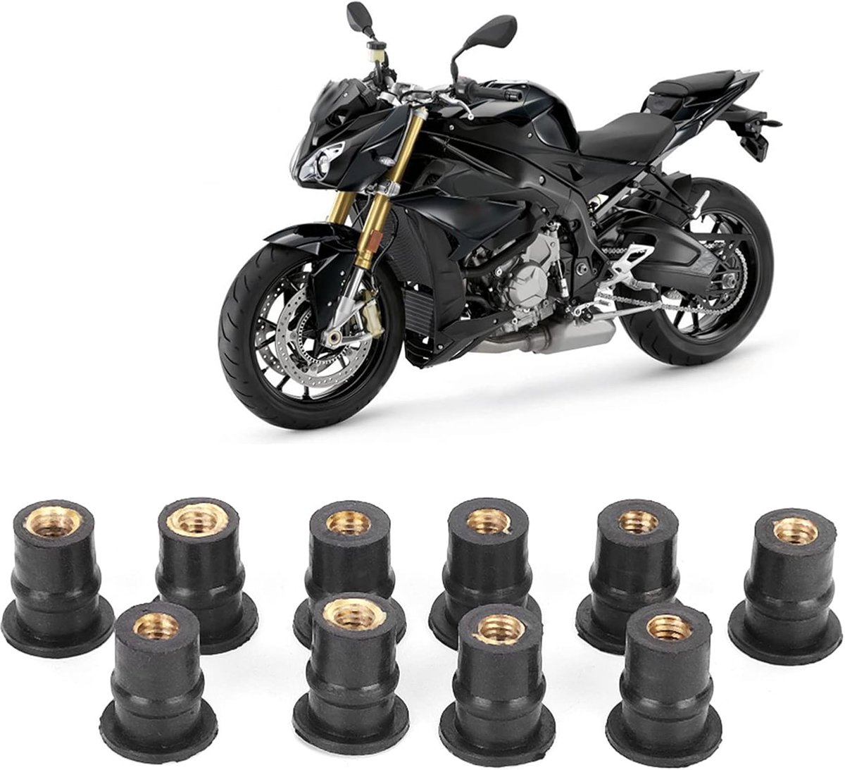 10st M5 Rubber Well Nuts 5mm/0.2in Metrische Motorfietsen Voorruitbouten Wellnut
