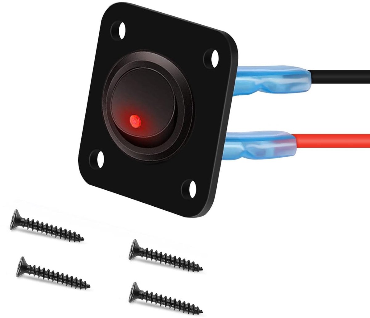 12 V schakelplaat, ronde schakelaar, 3-polig, 12 V, 20 A/24 V, 10 A, 1 groep, led, tuimelschakelaar voor auto, boot, vrachtwagen, rood