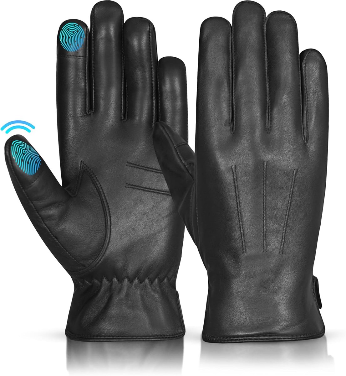Handschoenen Wol Kasjmier Voering Fleece Touchscreen Compatibel Outdoor Lederen Rijden Handschoenen Winter Warm Lederen Handschoen