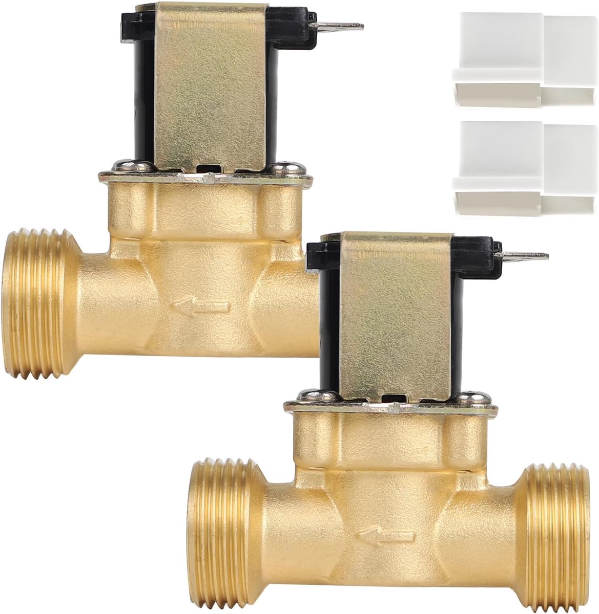 3/4 inch magneetventiel 230 V magneetventiel messing waterventiel elektrisch magneetventiel water met wit deksel voor waterregeling, 2 stuks