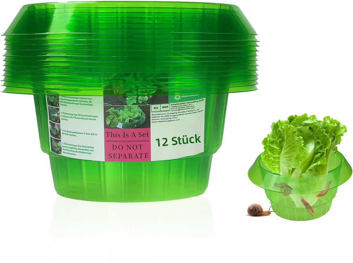 Slakkenring 12 Stuks Ø22,5 cm – Slakkenkraag voor Planten, Slakkenbescherming Zonder Gif, Slakkenwering voor Moestuin, Groentetuin & Bloemen, Herbruikbare Slakkenbarrière, Weerbestendig, Groen