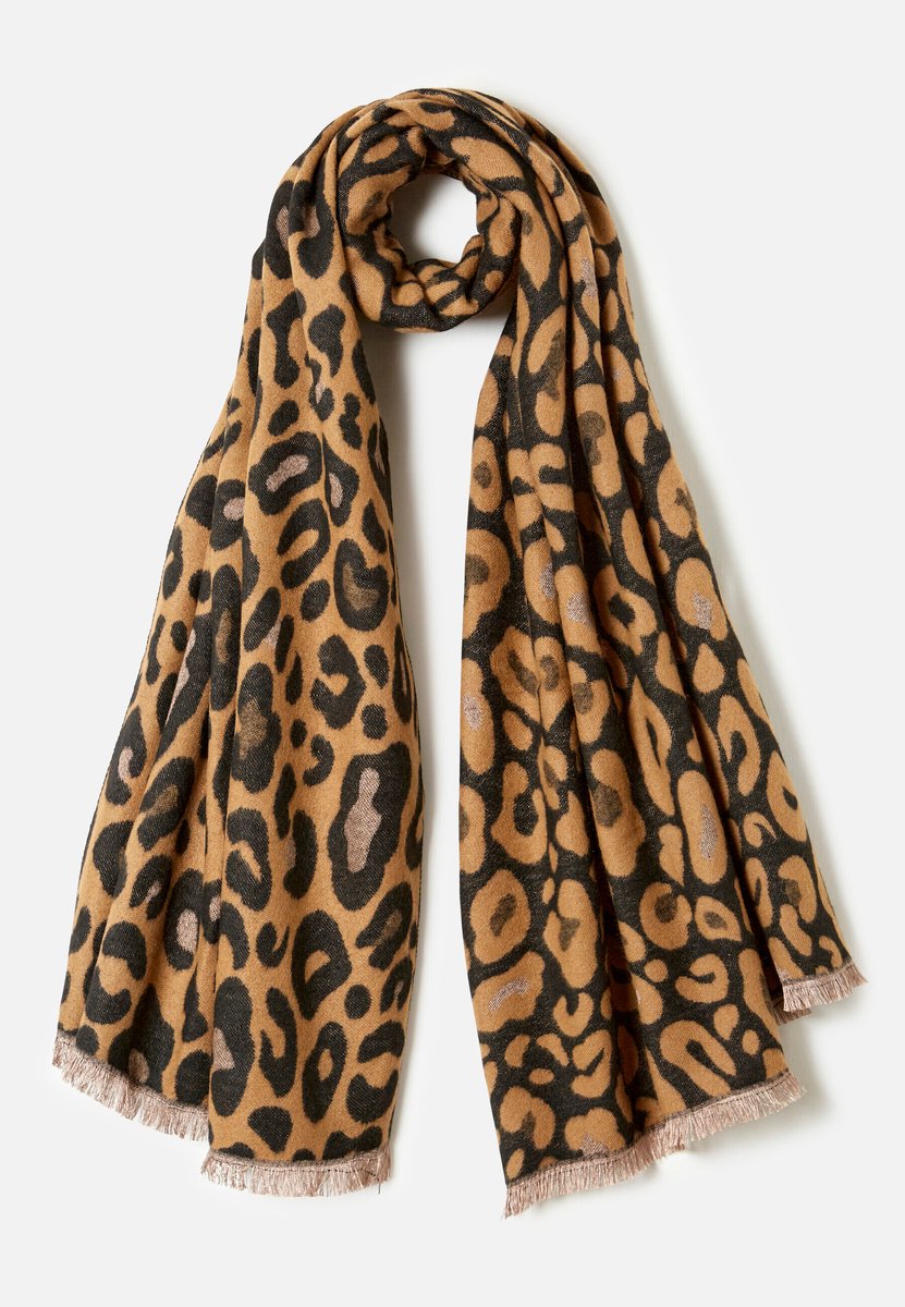 Damart - Zachte sjaal met dierenprint - Dames - Bruin - Taille Unique