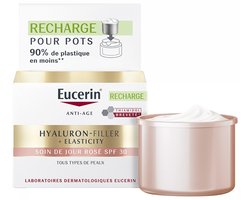 Eucerin Hyaluron-Filler + Elasticity Dagcrème Rose SPF 30 Navulling - Anti-Rimpel Dagcrème voor Vrouwen - Vermindert Rimpels - 50 ml