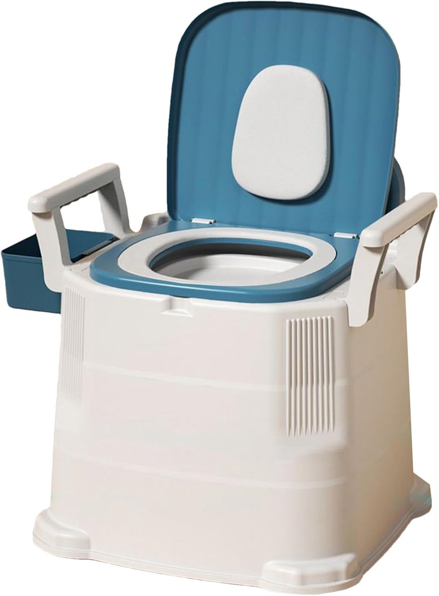 Draagbaar Toilet - Commode Stoel - Ouderen Zindelijkheid - Geur Afsluiting - 44B x 15D cm - Wit