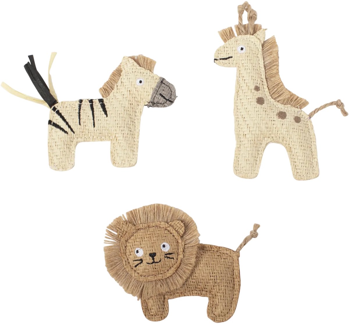 PetShop by Fringe Studio Safari Friends Mini Set - Kattenspeelgoed - 3 Delige Speelset - Met Catnip - Duurzame Materialen