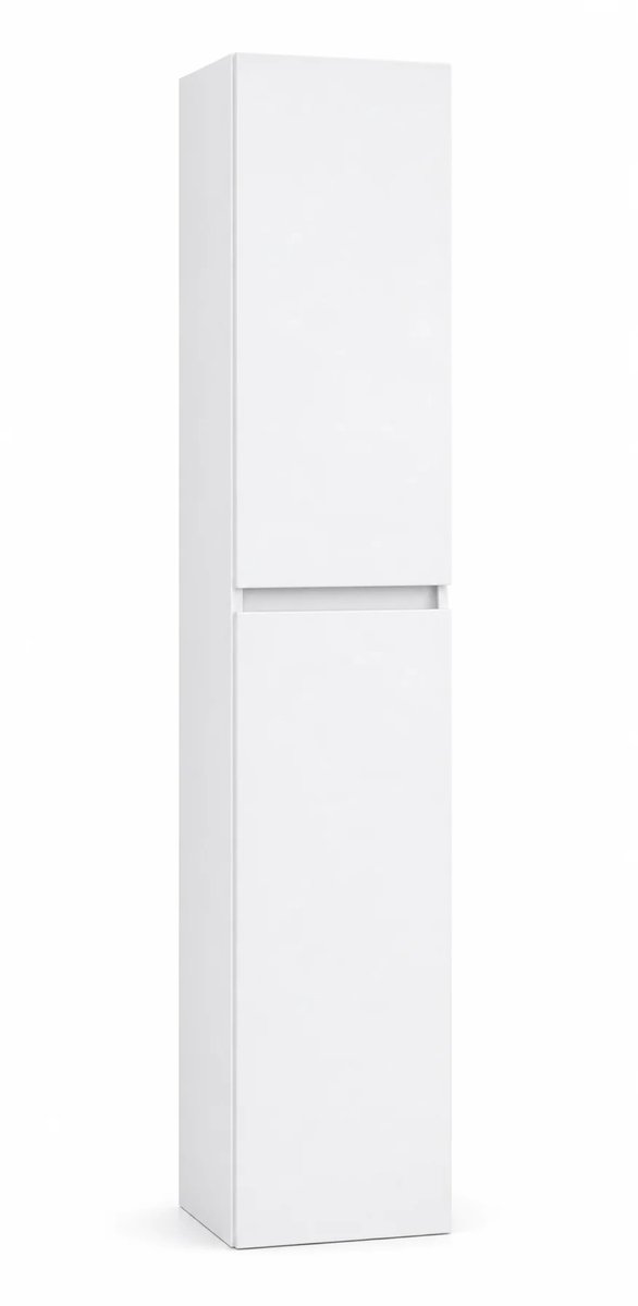 Zimmer Badkamer Kolomkast Hoogglans Wit 135 x 35 x 35 cm | Multiplex | Wandhangende Opbergkast | 4 Opbergvakken | Modern Badkamermeubel
