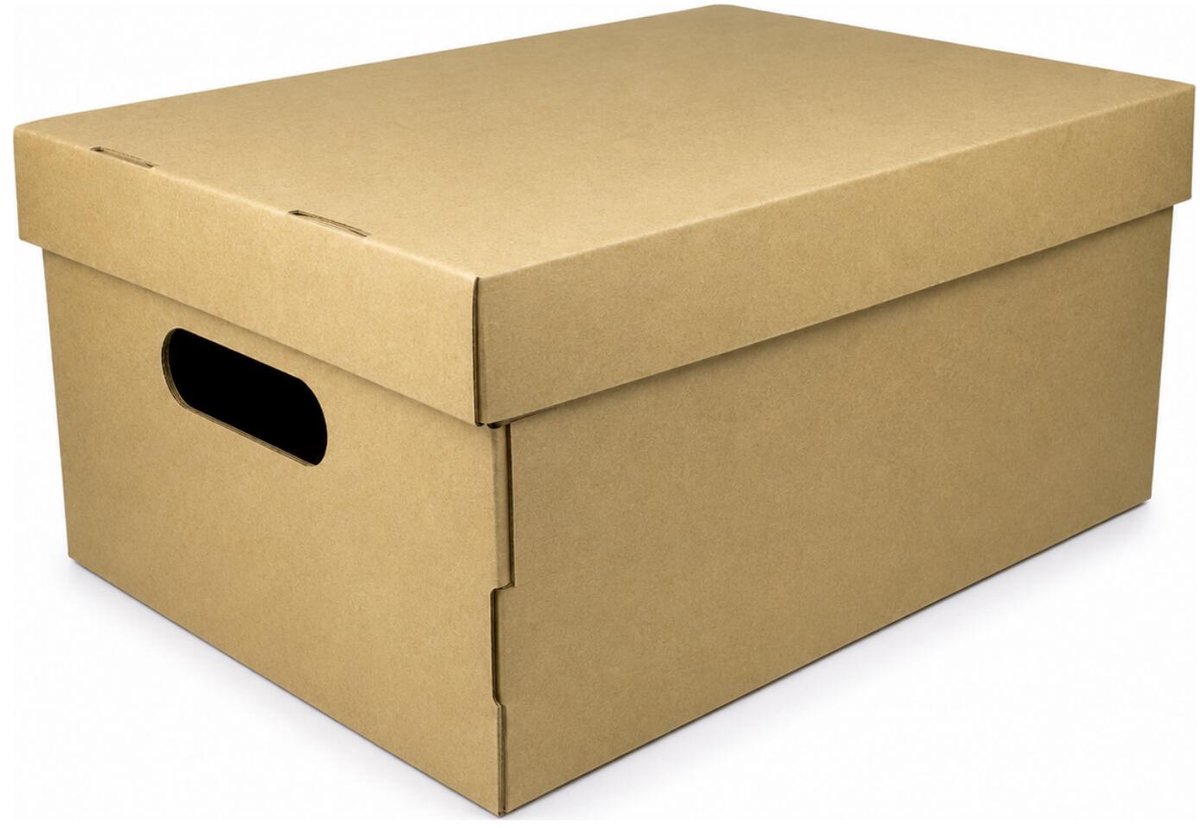 CM Huis Opbergbox - Opbergdoos - beige - karton - opvouwbaar - 37 x 29 x 17 cm - met deksel - organiseren - opruimen - 18 liter