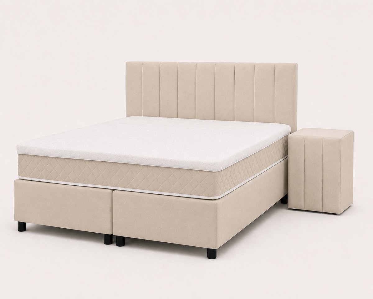 Opberg Boxspring Elise - 140x200 Compleet - Creme - Luxe Living Home