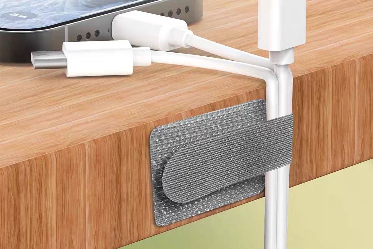 Fyfanie - 5 stuks - Klittenband-Zelfklevende Kabelorganizer Klittenband voor Bureau & Thuis -haak en lus kabelhouder- Kleur: Grijs