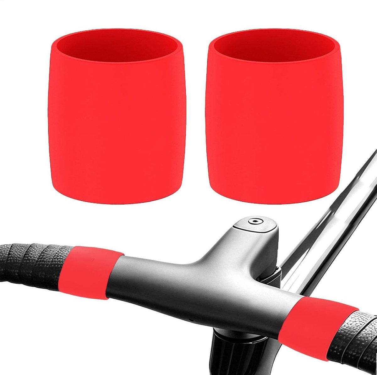 Fietsstuurband ringen - Elastische lussen - Fietsen verbeteren - Zachte siliconen grip - 2 stuks - Rood