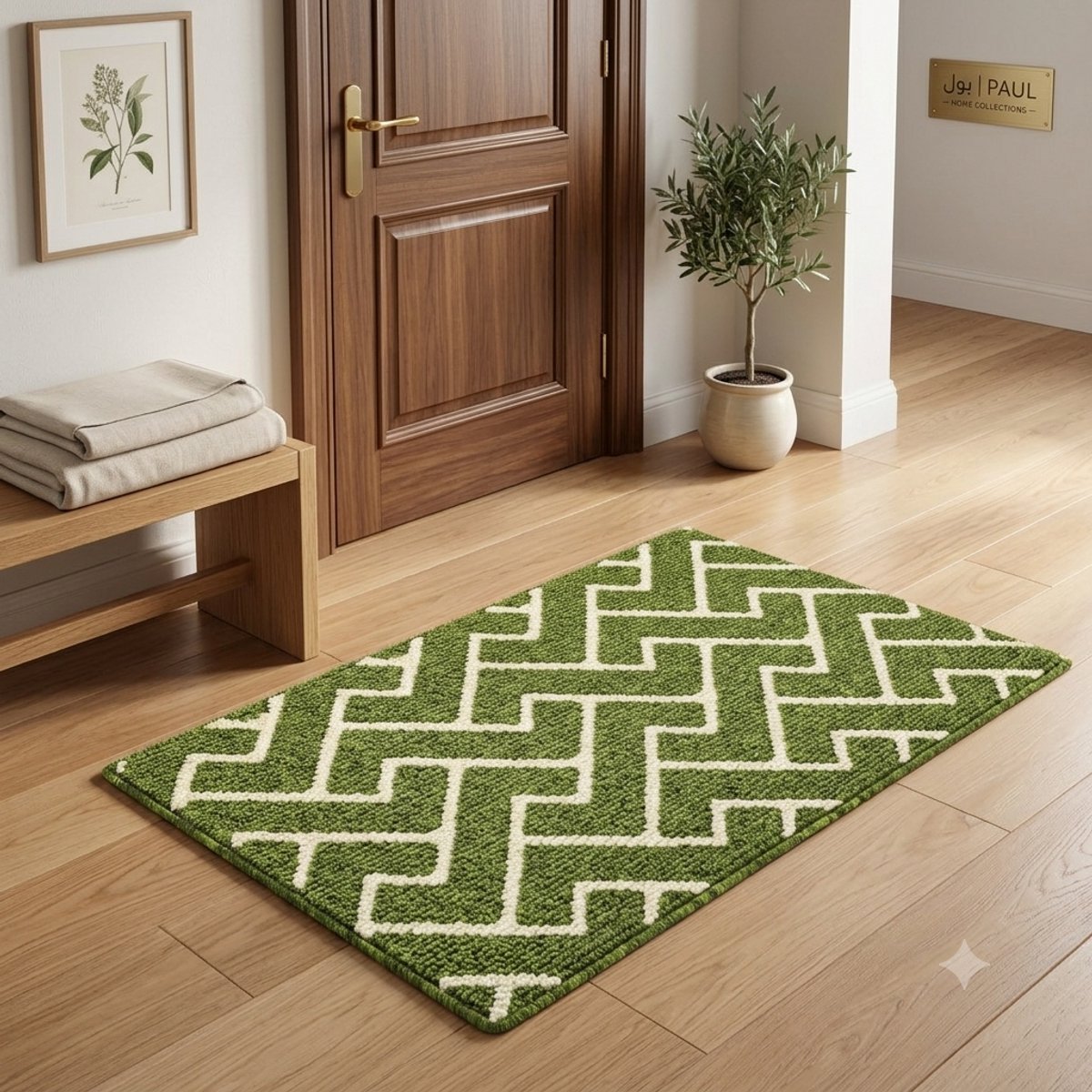 Maison Elara Schoonloopmat 60x90 cm - Antislip - Waterabsorberend - Machinewasbare Inloopmat voor Binnen en Buiten - Sage Green Groen