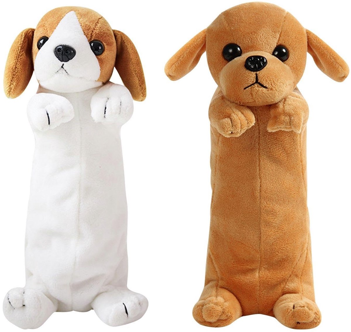 Dailygoods- Hondenpotloodtas 2-delig - Multifunctionele Opbergtas - Pluche - Cartoon Dieren - Geschikt voor Kinderen - Zacht Materiaal - Pennenzak