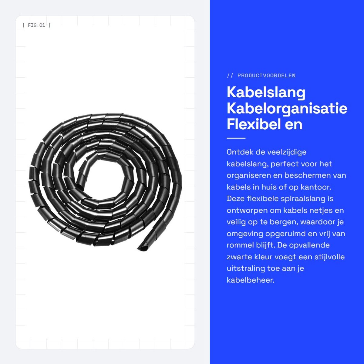 Dailygoods- Kabelslang 5 m x 16 mm - Kabelbescherming - Flexibele Spiraalslang - Kabelorganisatie - Zwart - Duurzaam Materiaal - Kabelbeheer