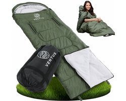 Ventus Comfort Slaapzak - Slaapzakken Volwassenen & Kind - Sleeping Bag - Lichtgewicht - Dekenmodel - 220 x 83 cm - Groen
