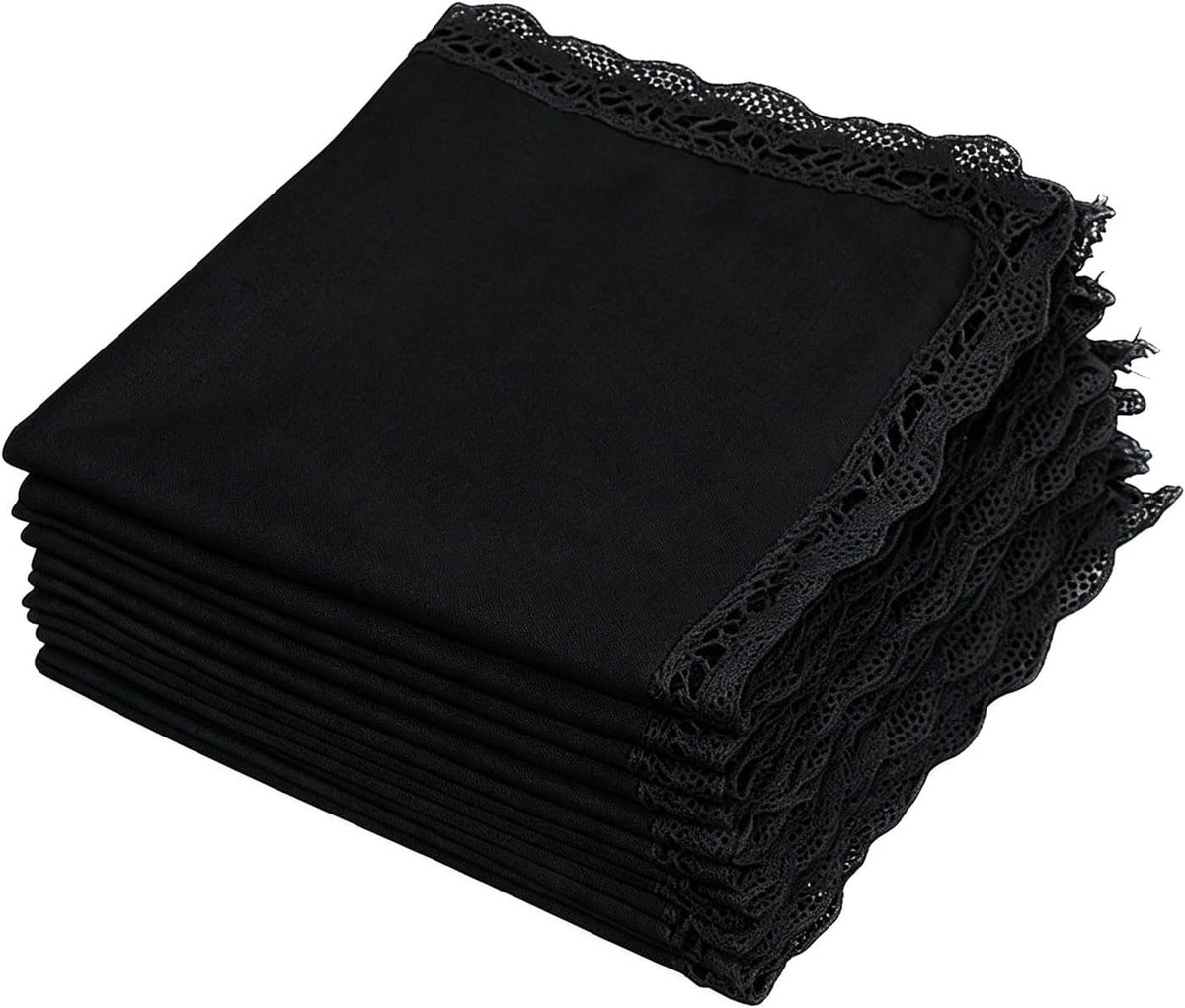 Katoenen zakdoeken - Zakdoek met kant - Dagelijks gebruik - Zacht voor huid - 26x26 cm - Wit