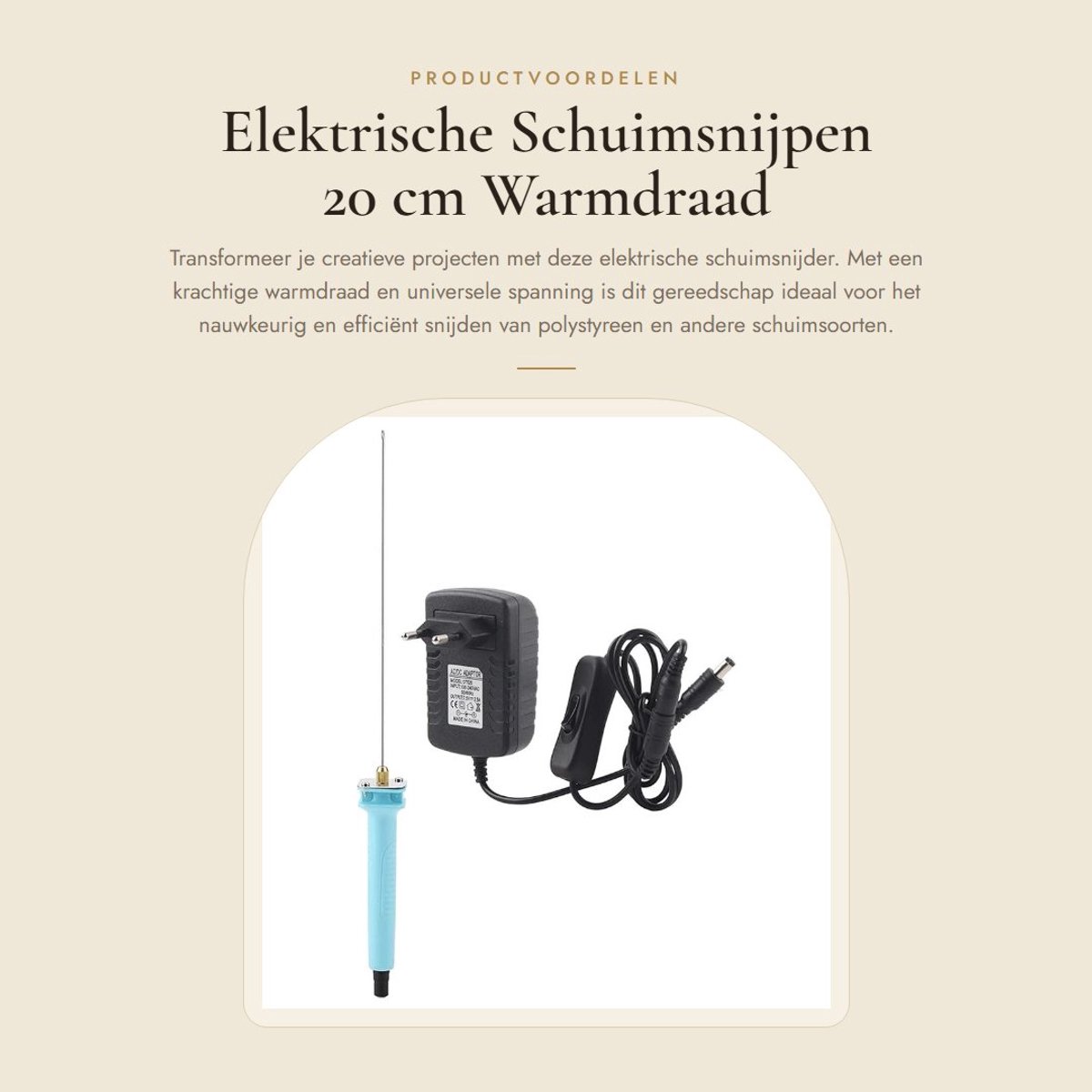 Dailygoods - Elektrische Schuimsnijpen - 20 cm Warmdraad - 110-250V - Nikkel-Chroomlegering - Precisie en Kracht