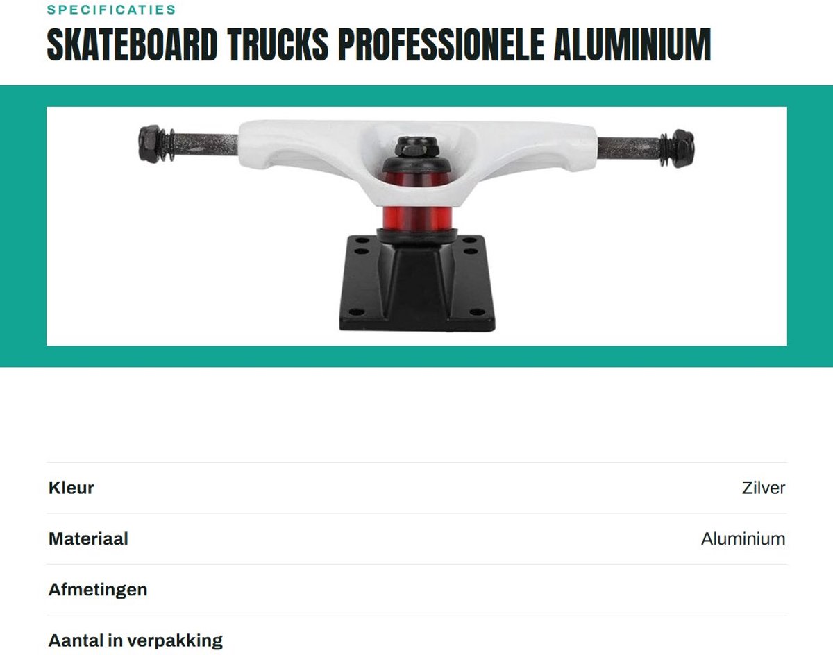 Dailygoods- Skateboard Trucks Duurzaam - Aluminium/Magnesium Legering - Lichtgewicht - Professionele Beugel - 2 Stuks - Geïntegreerd Design - Skateboardbeugels