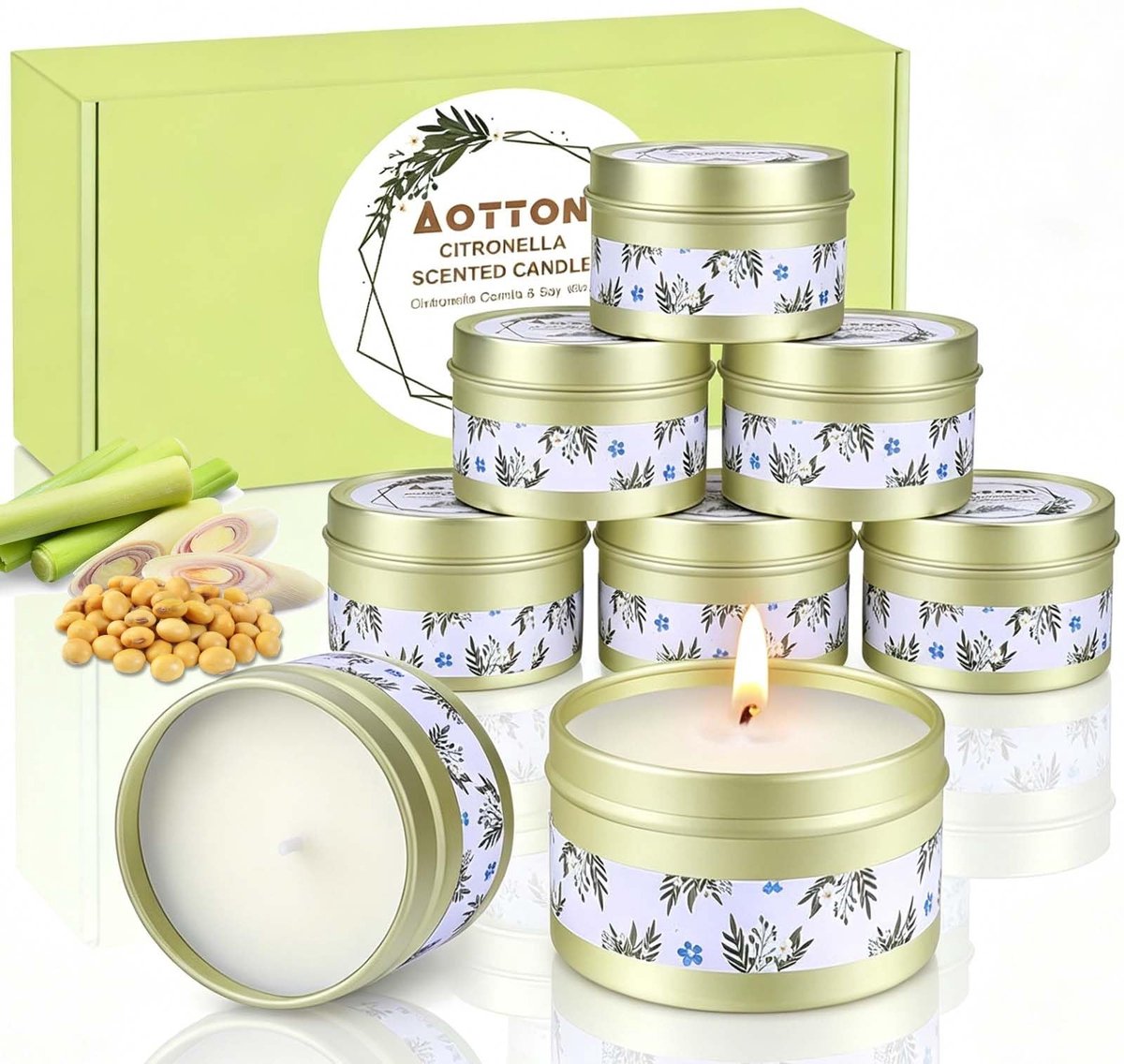 Dailygoods- Citronella-kaarsen set 8 stuks - Natuurlijke sojawas - Brandduur 100-150 uur - Buiten gebruik - Veilig en niet giftig - Perfect cadeau - Geurkaars