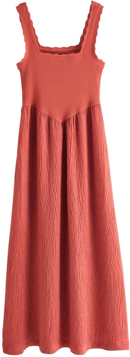 Next - Dames - Geweven midi-jurk van jersey - Tall - Rood