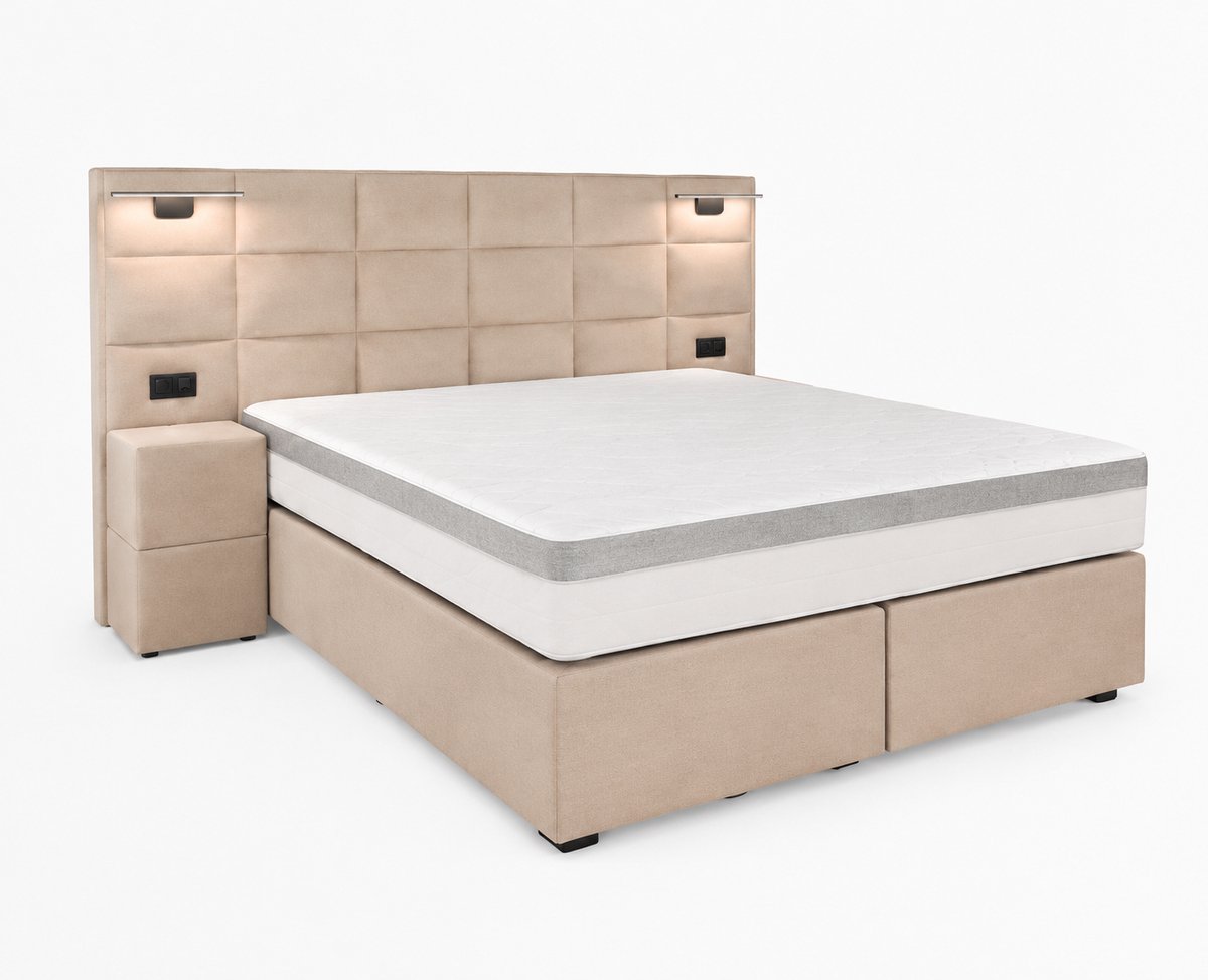 Opberg Boxspring Évora - 160x200 Compleet - Creme - Luxe Living Home