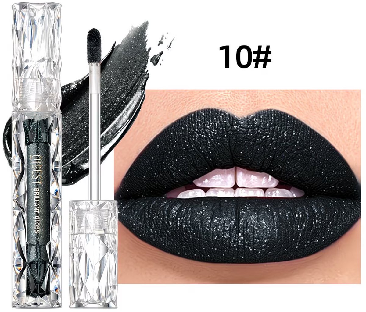 Pearly Lip Gloss Midnight Zwart – Shimmer Lipgloss met Parelmoerglans – Langhoudende Zwarte Lipgloss