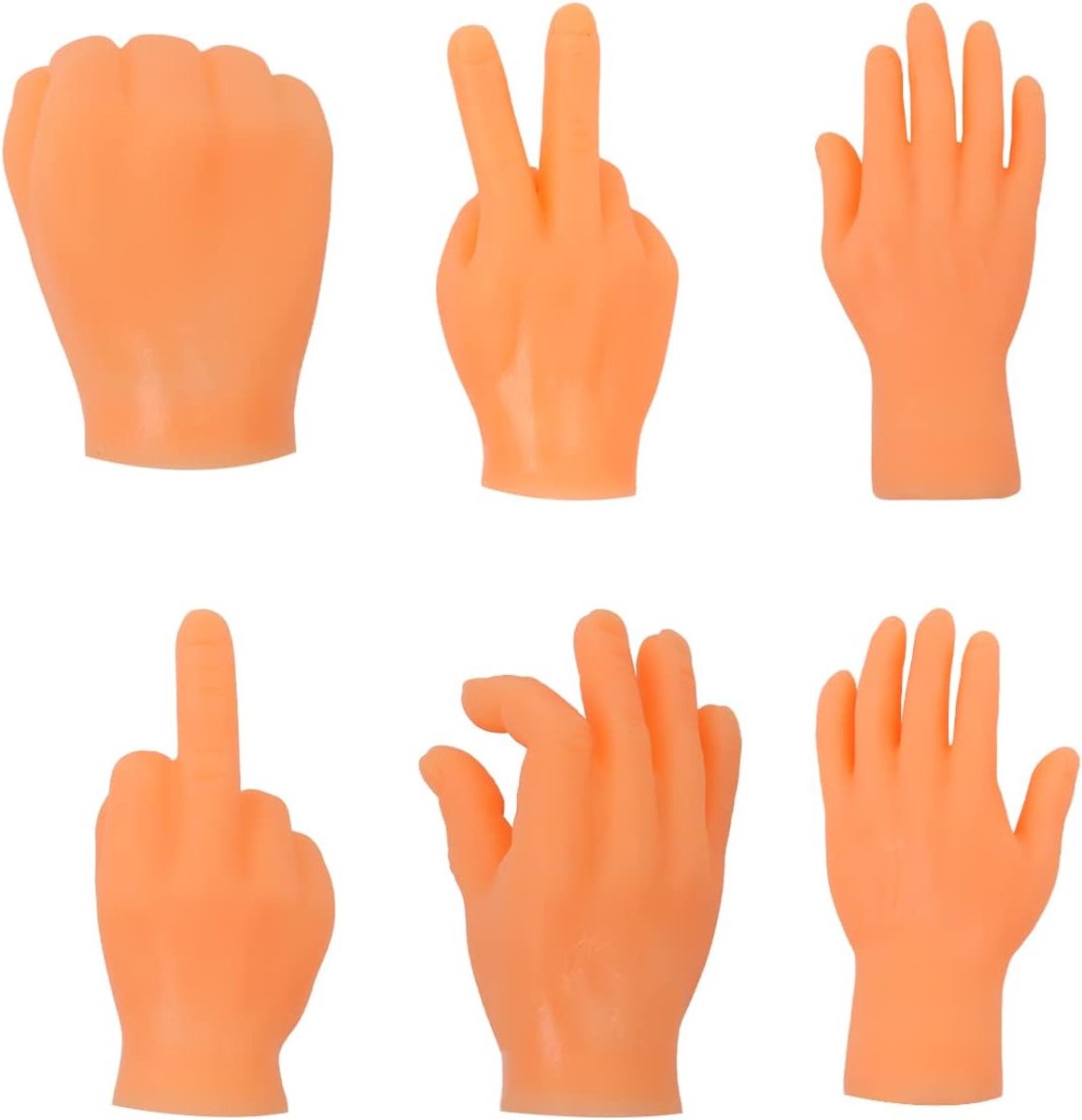 SnelShoppen - 6 Stuks Kleine Vingerhanden Vingerhandschoenen Middenvinger Cadeaus Rock-Paper-Scissors Yes Fist-OK TikTok Speelgoed
