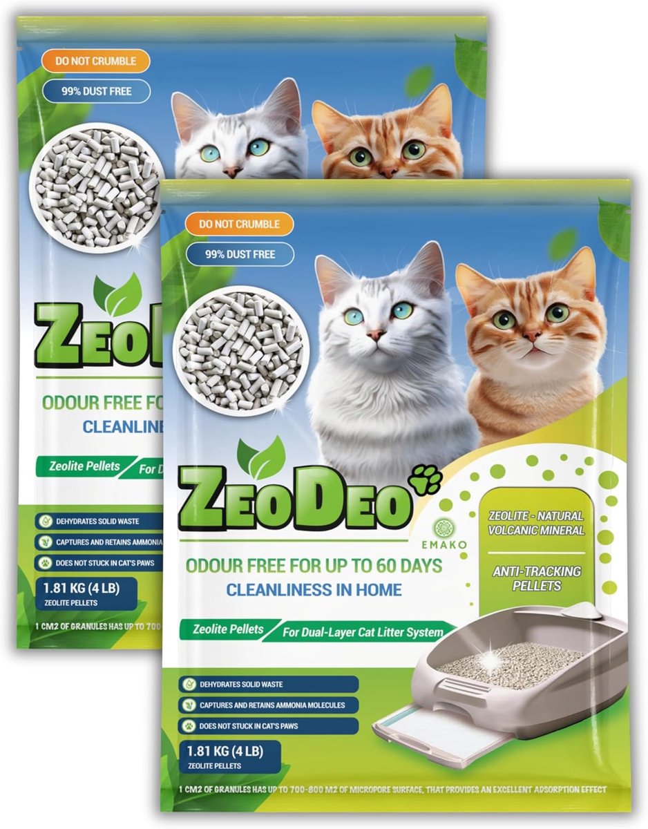 Kattenbakkorrels 3,62 kg - Natuurlijke zeoliet - Dubbellaagse kattenbakvulling - Vermindert geur en vochtabsorptie - ShopVlot