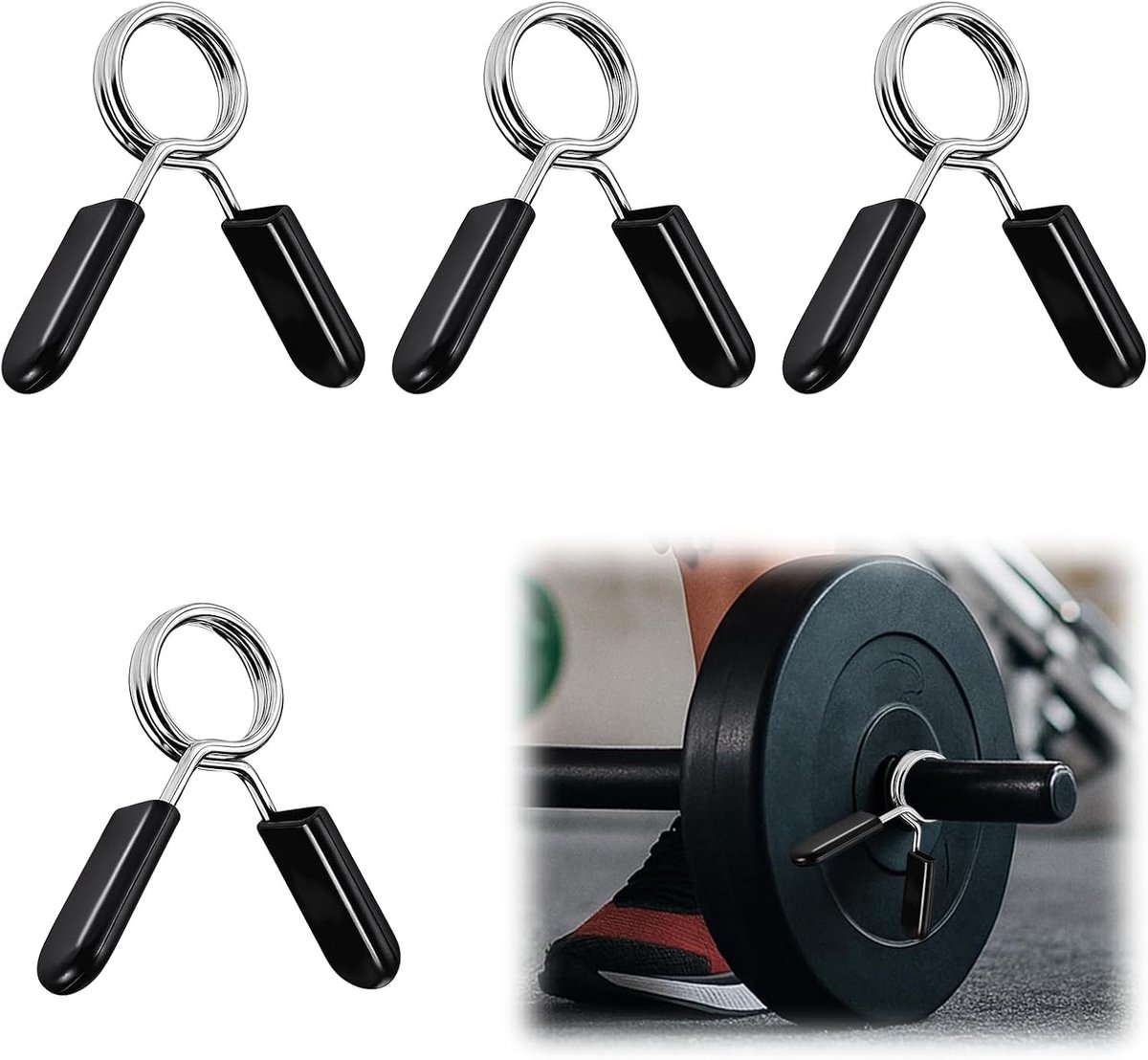 4 Stuks 28mm Dumbbell Klemmen voor Weights, Veerklemmen voor Halterstangen, Ideaal voor Krachttraining en Fitness
