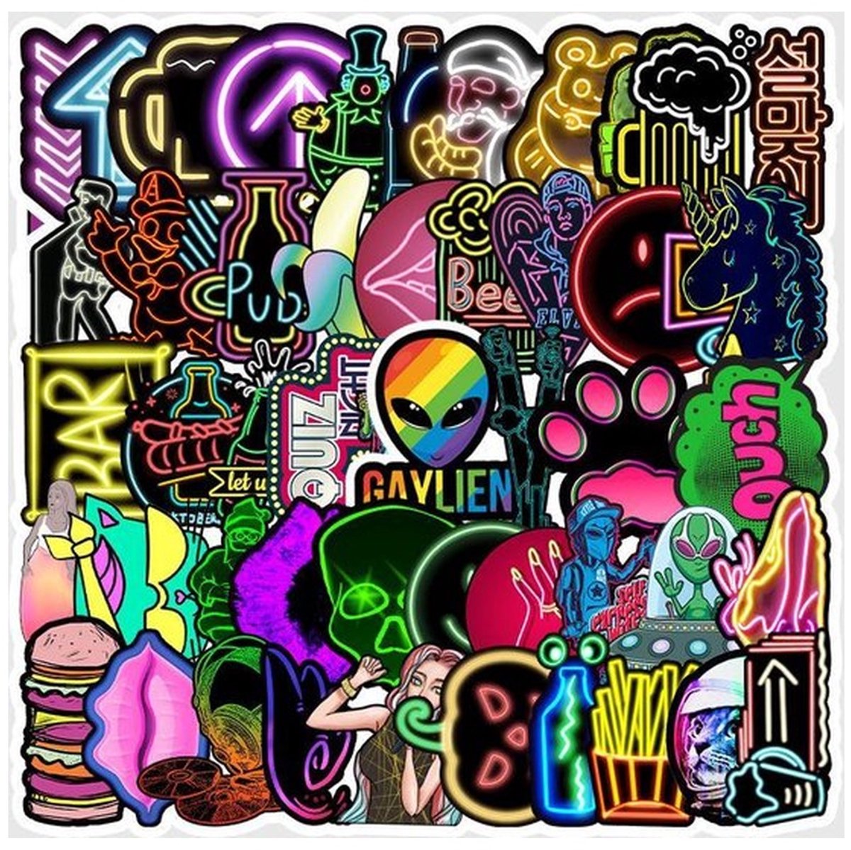 53 Neon Sign Stickers – Bar, Café & Lichtreclame
