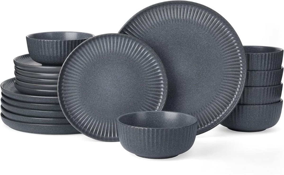 JCP® Serviesset - Serviessets - Magnetron & Vaatwasserbestendig - Matte Grijs - 49cm x 33cm x 31cm