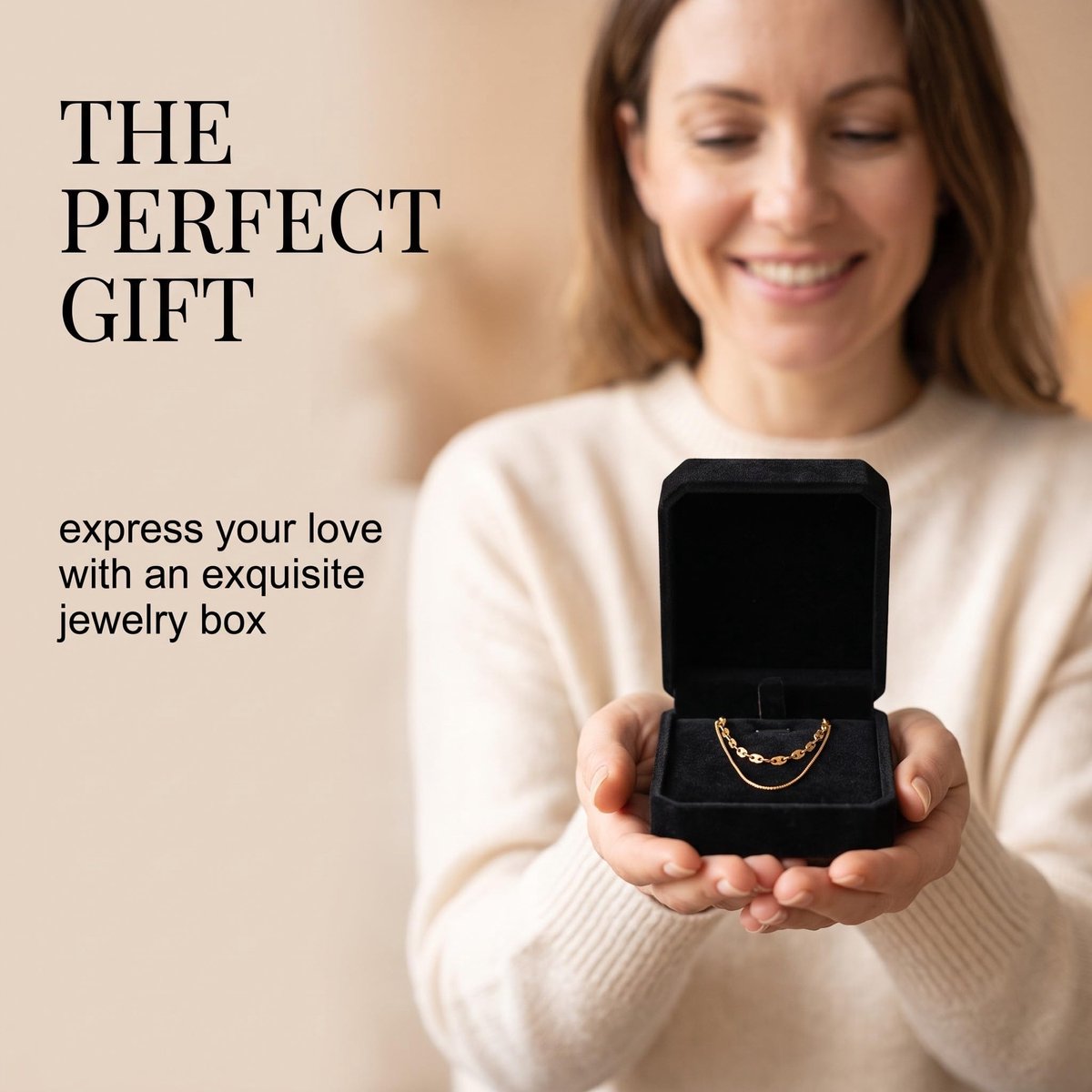 Sieradendoosje klein 7 x 8,5 cm - zwart - elegant ringdoosje - perfect voor bruiloft - ShopVlot