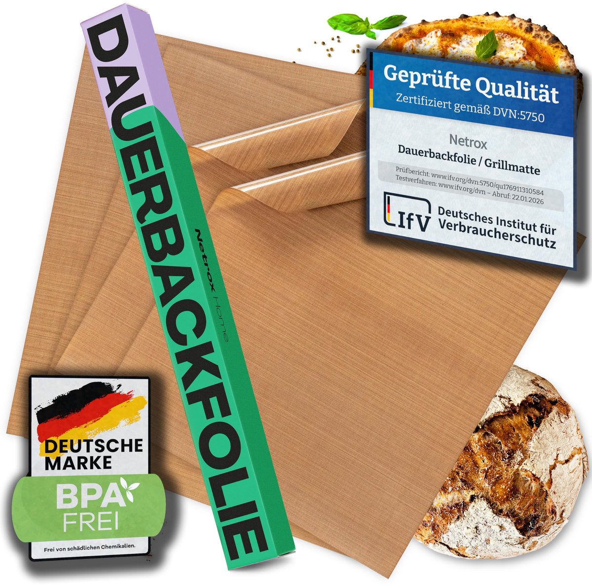 Duurzame bakfolie set van 4 - extreem hittebestendig - anti-aanbaklaag - ideaal voor bakplaat - ShopVlot