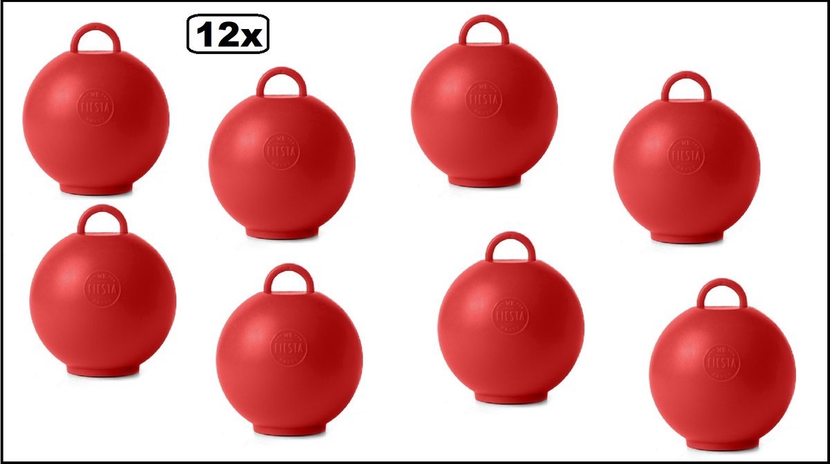 12 stuks Ballon gewicht Kettlebell rood - 75 gram - Tafeldecoratie thema feest ballon party festival