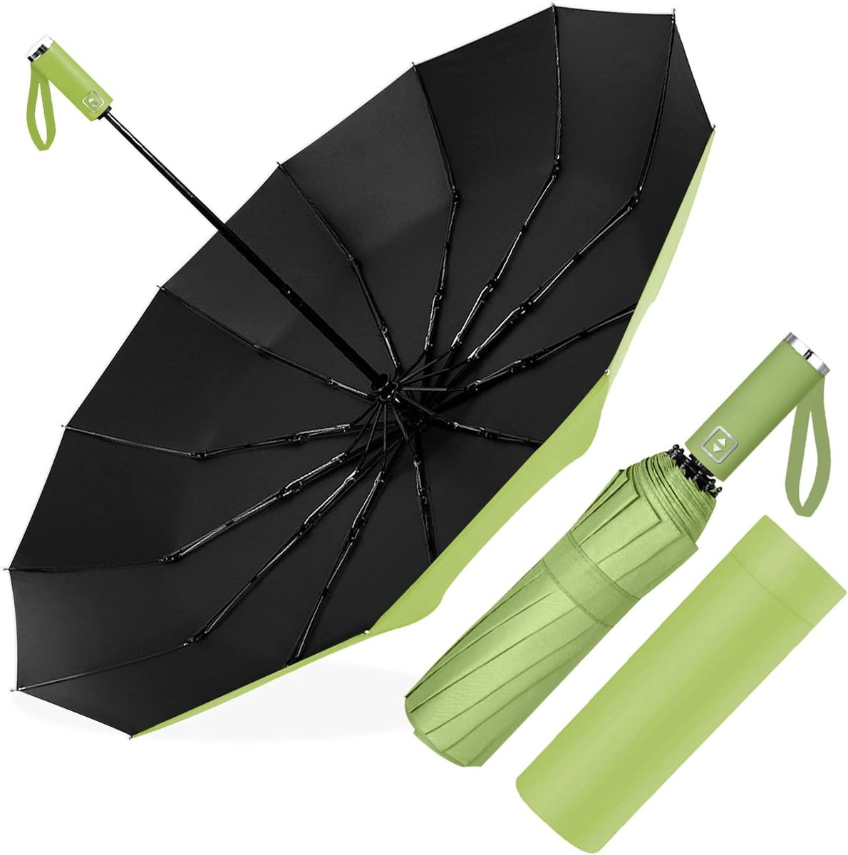 Poligono Automatic Folding Umbrella, Portable Windproof Umbrella, Large Rain Umbrella with 12 Reinforced Ribs for Men - ShopVlot