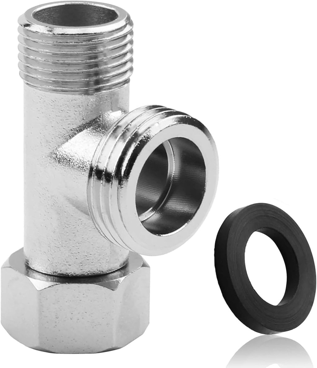 3 Way Hose Connector, 3 Way T Connector, 3/8 Inch Copper Toilet Inversion Valve with Side Teeth 1/2 Inch Valve - ShopVlot