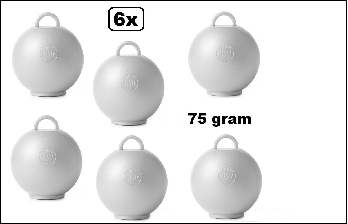 6 stuks Ballon gewicht Kettlebell zilver - 75 gram - Tafeldecoratie thema feest ballon party festival