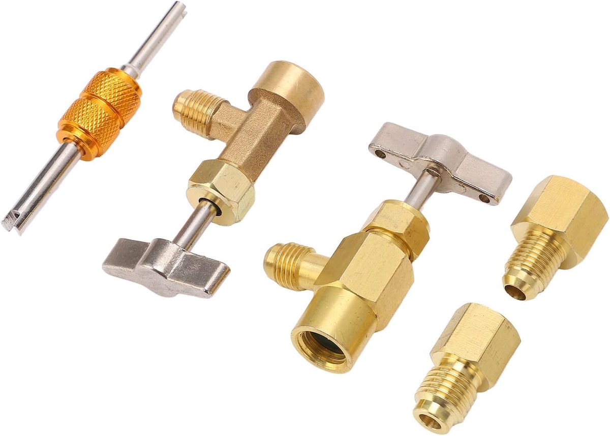 R1234Yf Adapter, R134A Self-Sealing Can Tap Valve R1234Yf Can Tap Coolant Dispenser with Tank Adapter Brass Leakproof - ShopVlot