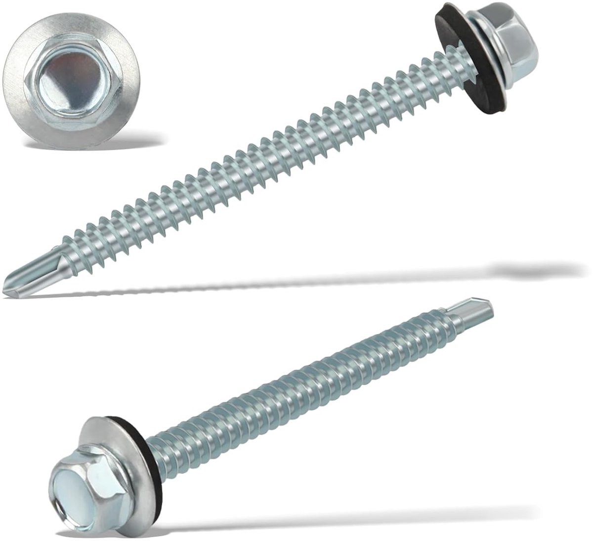 Trapeziumvormige plaatbouten 6.3 x 75 mm - gegalvaniseerd - met afdichtring - voor metaal dakbevestiging - ShopVlot