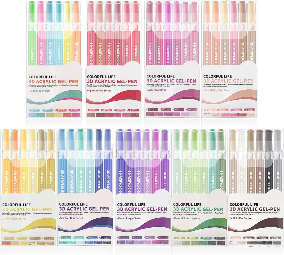 Acryl Gelstiften Set - Multikleur - 54 Stuks - 1 mm Fijne Punt - Voor Schilderen en Journaling