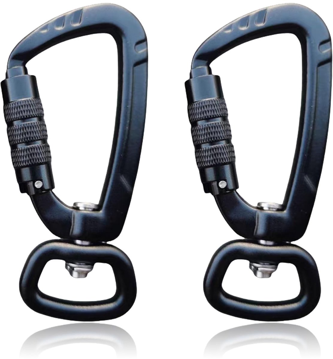 Karabijnhaak met 360° draaischarnier, 2 stuks aluminium vergrendelbare karabijnclips, 85 mm grote klimkarabijn - ShopVlot
