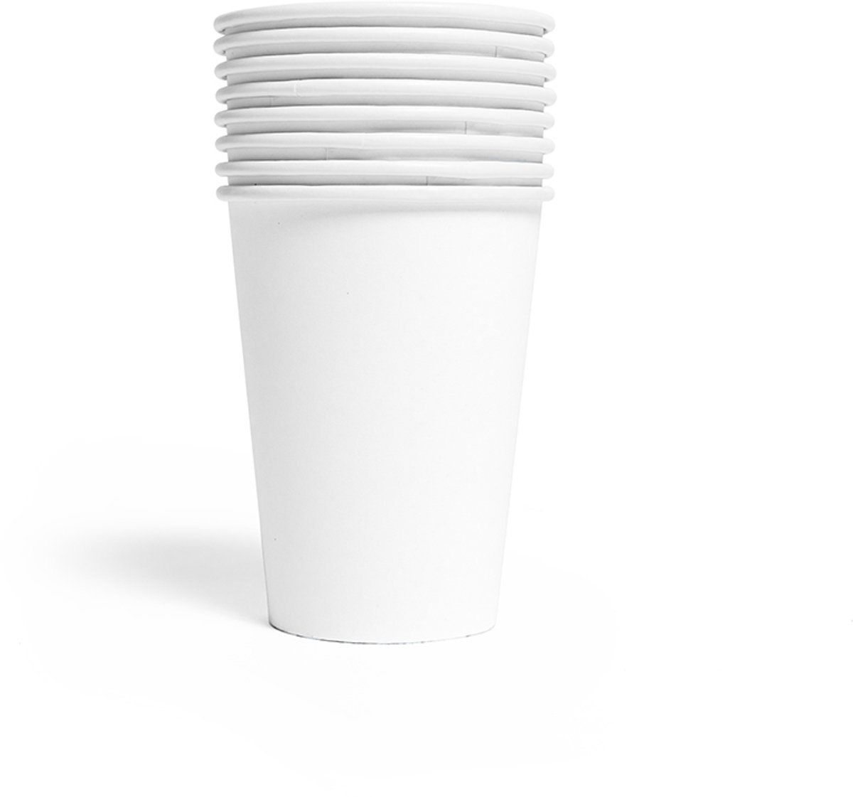 8x Papieren Bekers 210ml FSC - Wit - Feestartikelen