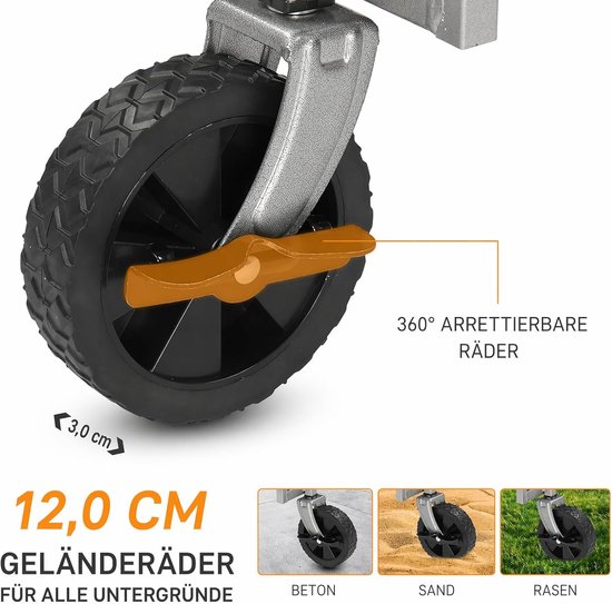CINK & Co® Opvouwbare Bolderkar - 100 kg - Terreinwielen - Grijs — afbeelding 3