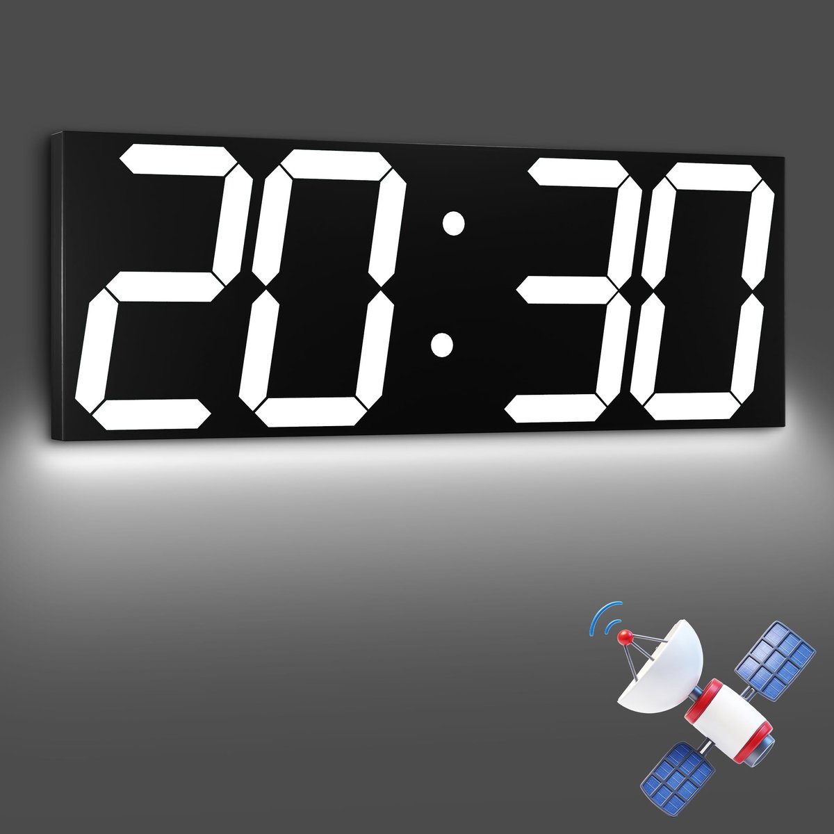 Digitale wandklok XXL 45 cm - wit - GPS tijdsynchronisatie - perfect voor thuis - ShopVlot