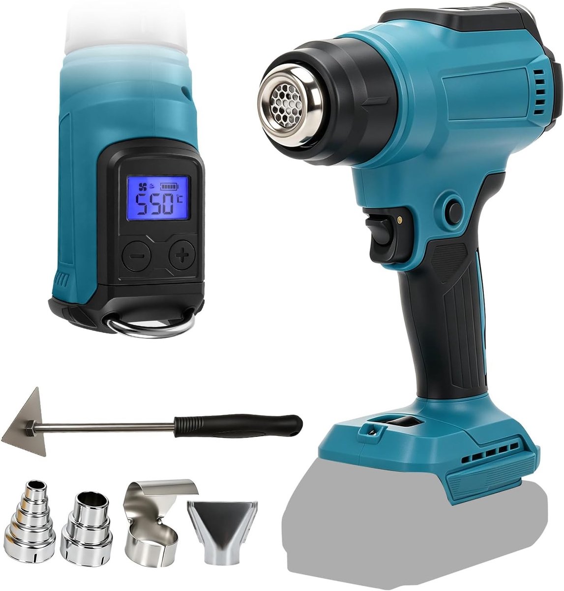 Draadloze Hittegun met 4 Mondstukken, 1 Schraper en LED Scherm voor Creatief Gebruik, Hittekrimp Hose en Decoratie, 300 W, 1.022 °F