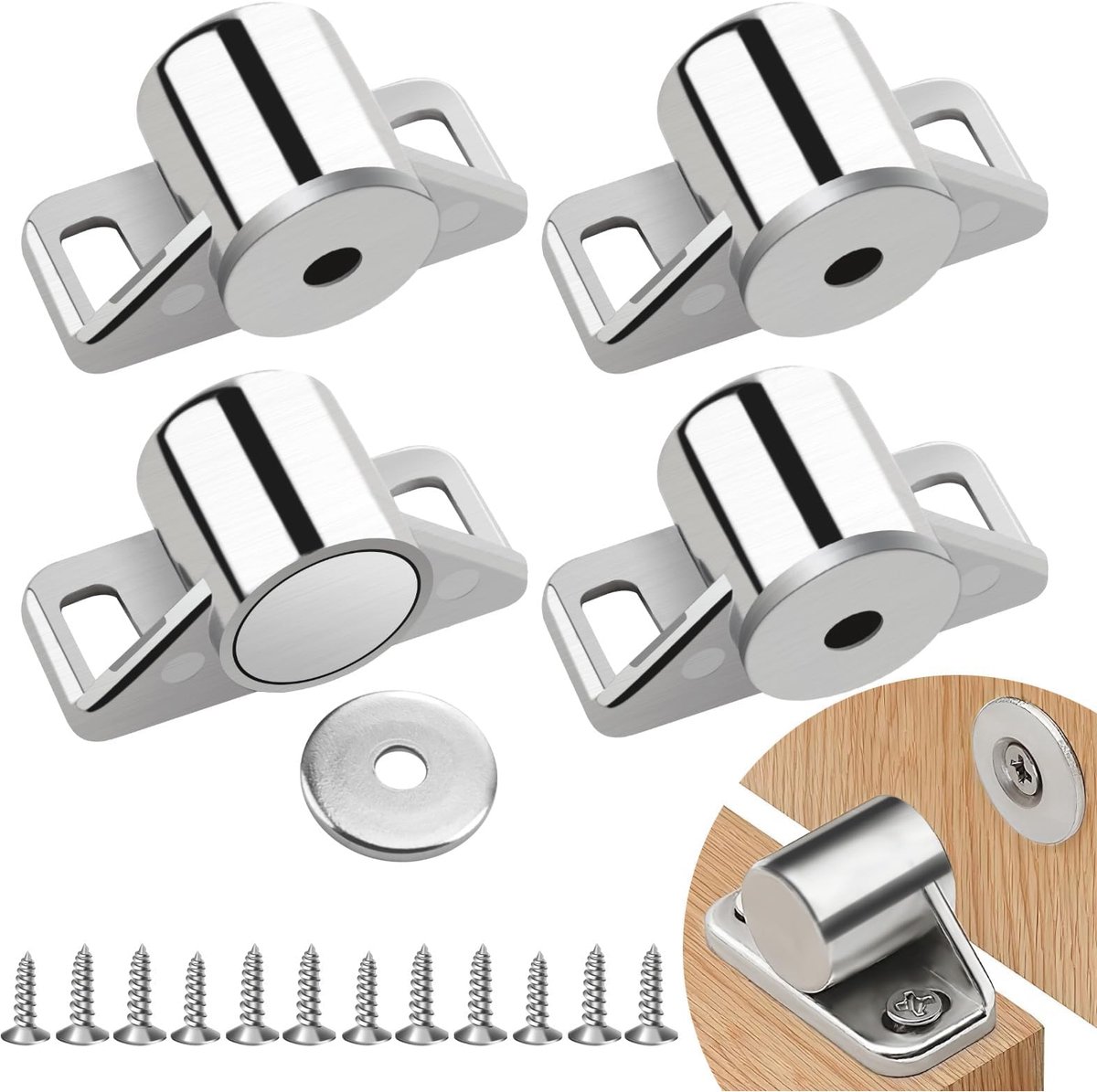 Magnetisch deurvangst 4 stuks - voor keukenkasten en laden - sterke grip - voorkomt ongewenst openen - ShopVlot